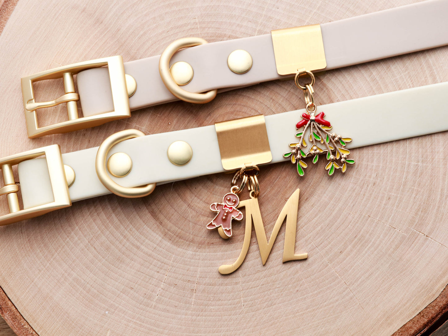 Lucky Tags weatherproof collar with collar charms.