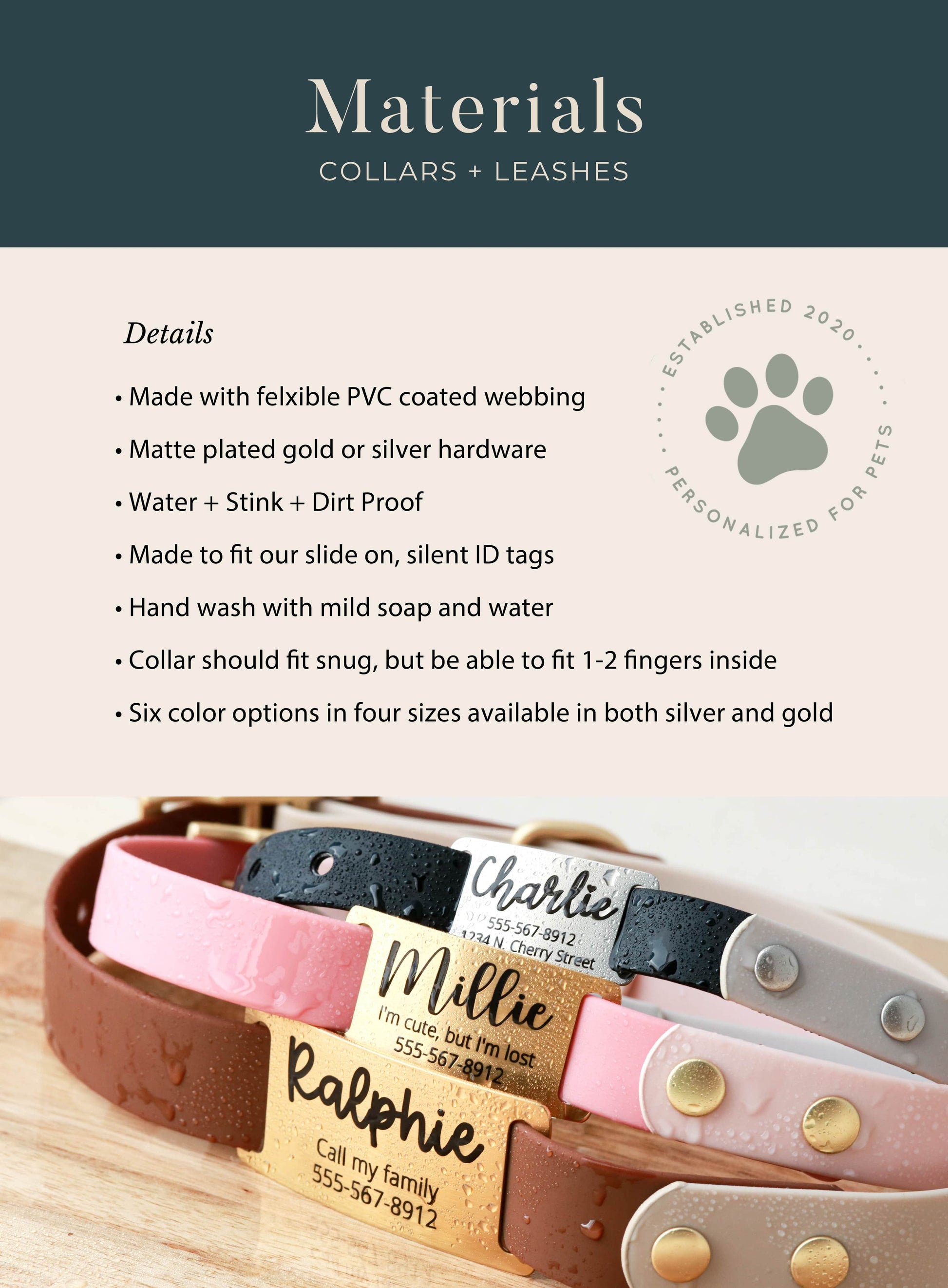 Black Waterproof Collar – Lucky Tags - Main Image